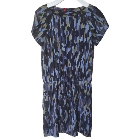 SINEQUANONE Womens Dress Camo Zip Lined Cinched Waist Black Blue Pockets‎ Medium - Picture 2 of 11